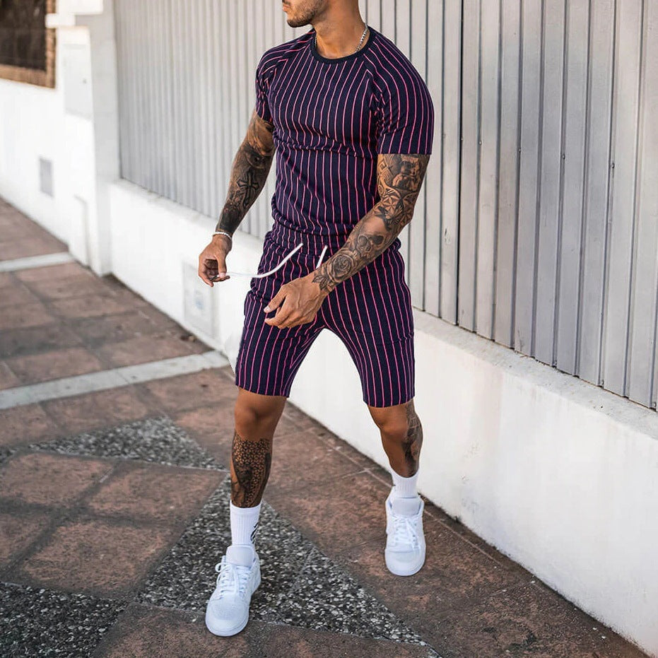 Men's casual set by Agate, featuring European and American style, includes a stylish shirt and pants for a relaxed look.