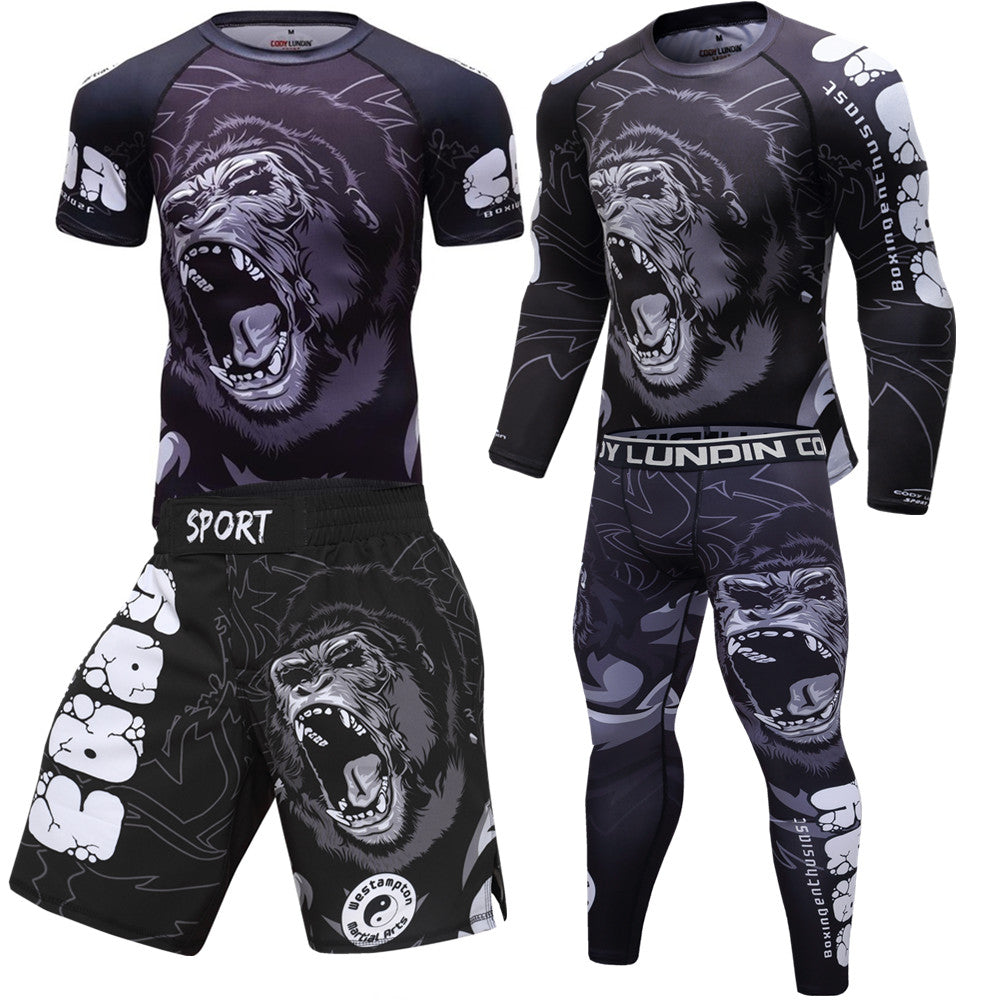 Men's Agate sportswear set featuring a breathable athletic shirt and matching shorts for active wear and training.
