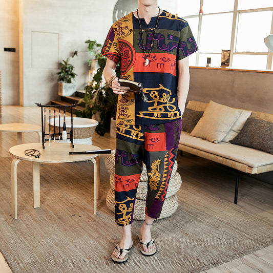 Plus size men's streetwear set by Agate, stylish two-piece streetwear clothing for men, casual and comfortable outfit ensemble.