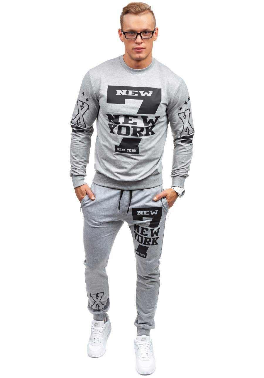 Men's fashion sweatpants set by Agate, suitable for autumn and spring, featuring stylish and comfortable casual wear.