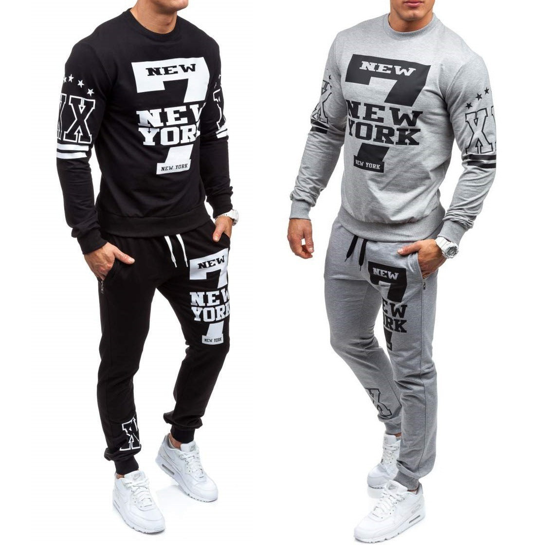 Men's fashion autumn spring sweatpants set by Agate, featuring comfortable design in versatile casual style.