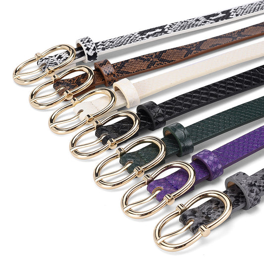 Simple And Versatile Snake Print Leather Belt For Women
