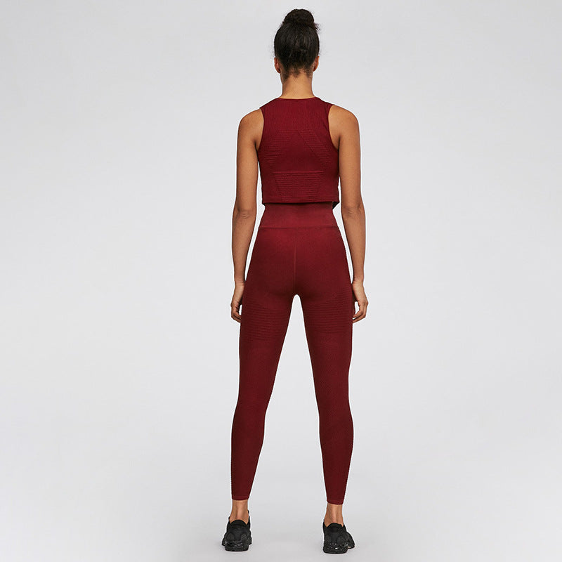 Seamless stripe high-waisted workout leggings set by Alvionz.com, featuring a fitted design and stylish stripe pattern.