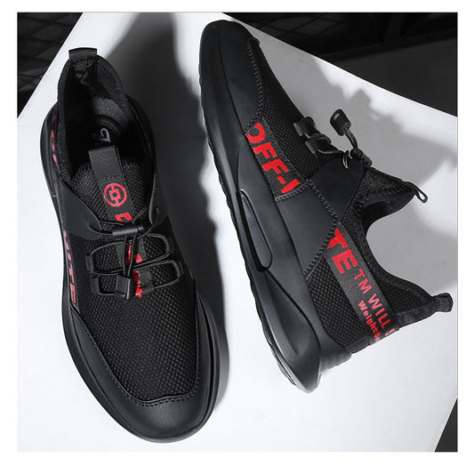 Men's Agate sneakers with white and black design, featuring laced-up style and sporty look on a plain background.