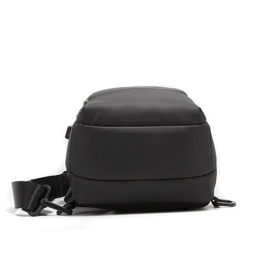 Black Agate anti-theft chest bag for men, upscale shoulder bag with secure lock design, ideal for travel and daily use.