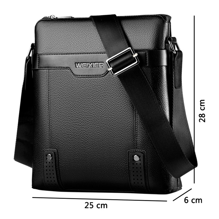 Black Agate fashion PU leather men's messenger bag with adjustable shoulder strap and multiple compartments.
