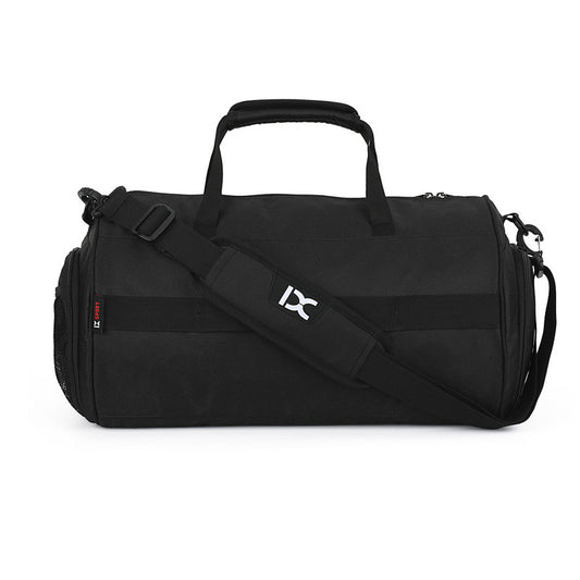 Black men's sports bag by Agate, designed for training with multiple compartments and sturdy handles.