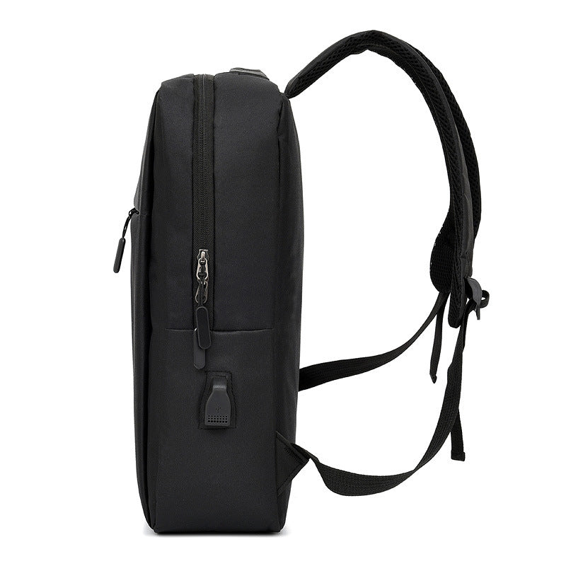 Black Agate laptop backpack with USB port, stylish business bag for men, featuring multiple compartments and durable design.