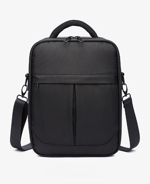 Black Agate men's shoulder bag with adjustable strap and multiple compartments, designed as a stylish messenger bag.