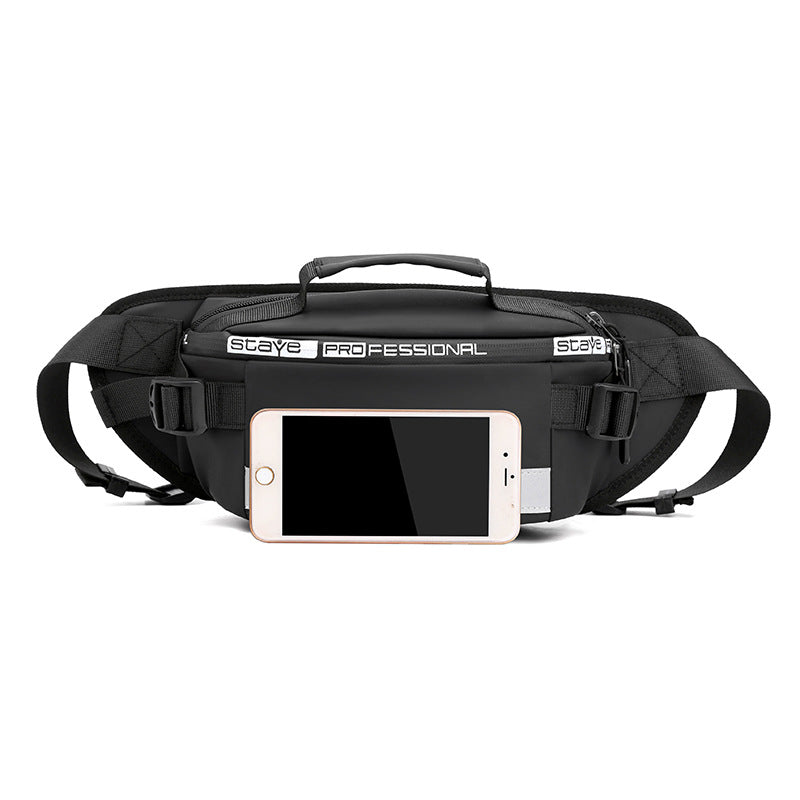 Black Agate reflective waist bag for men, crossbody style with adjustable strap and reflective material for safety and style.