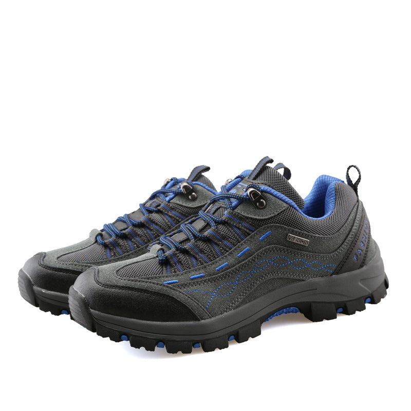 Gray and blue Agate outdoor sport climbing casual shoes with breathable design and rugged outsoles for active outdoor activities.