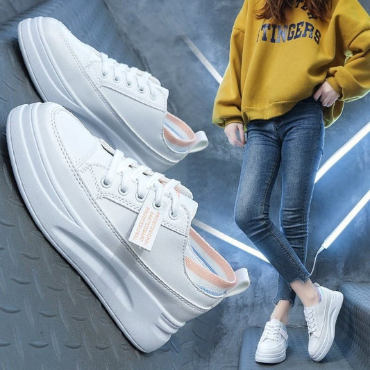 Agate women's white casual sports shoes with high-top design and light grey accents, suitable for everyday fashion and active wear.