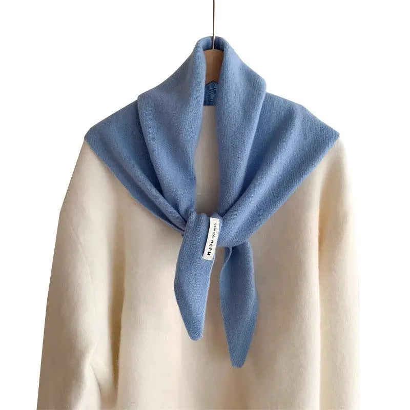 Womens Solid-Color Wool Knit Triangle Scarf Shawl For FallWinter - Alvionz.de