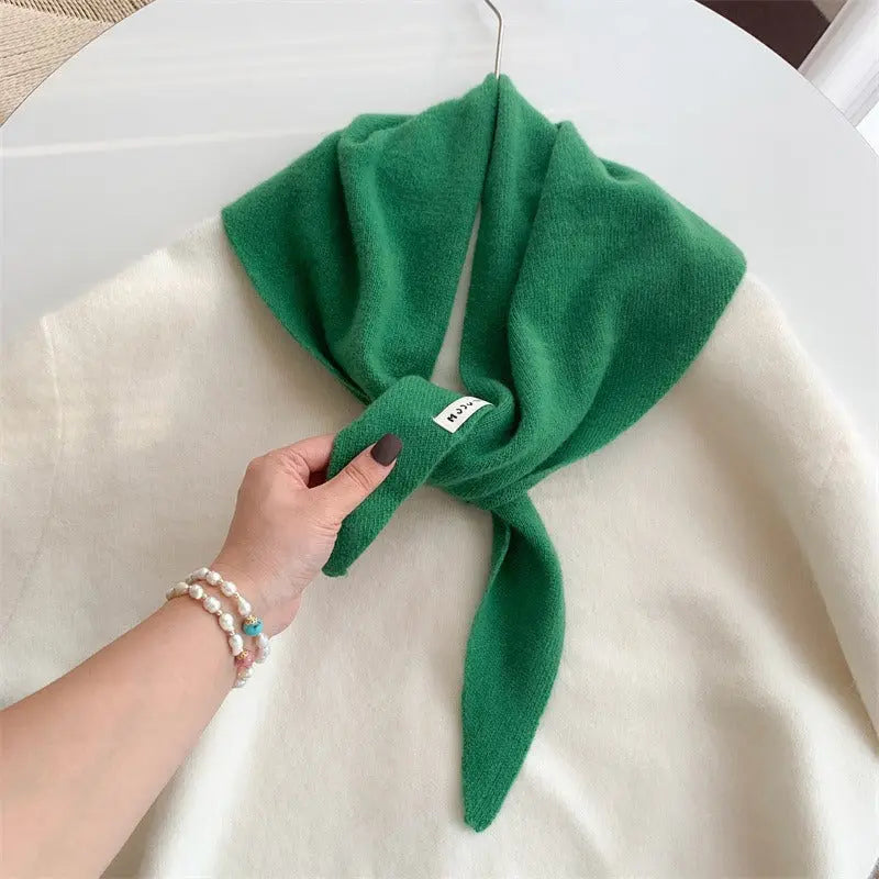 Womens Solid-Color Wool Knit Triangle Scarf Shawl For FallWinter - Alvionz.de