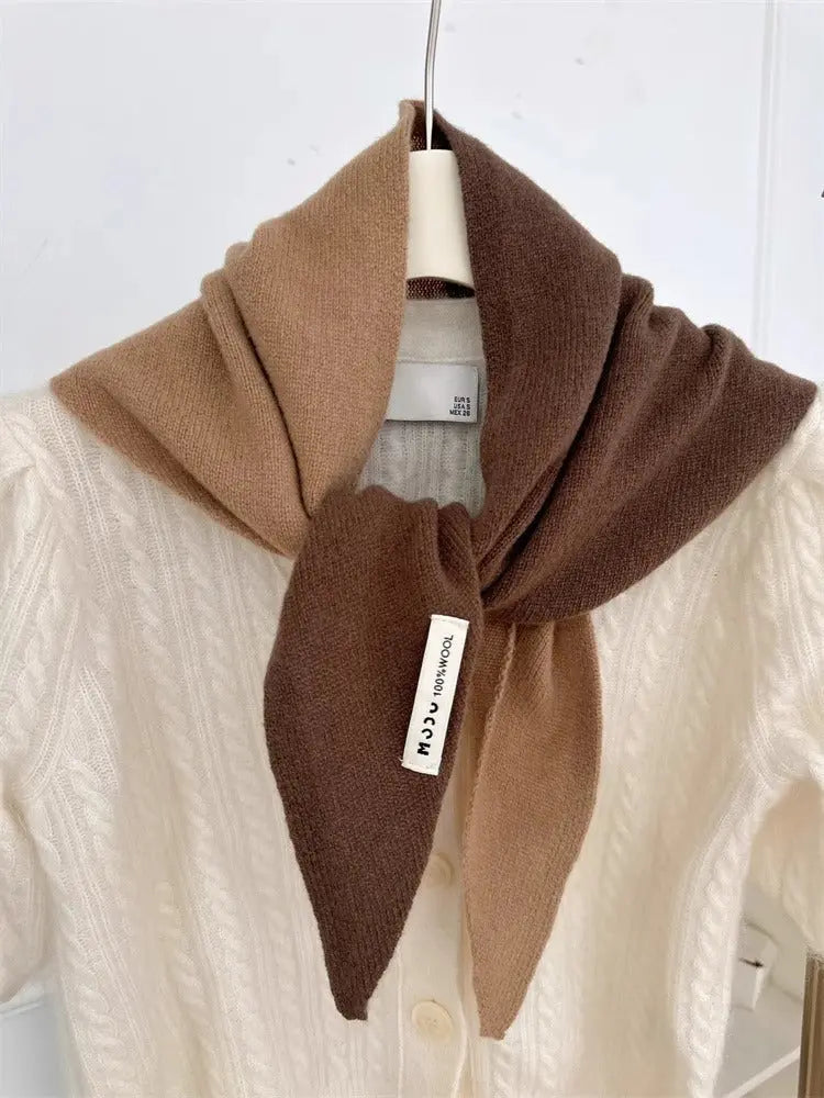Womens Solid-Color Wool Knit Triangle Scarf Shawl For FallWinter - Alvionz.de