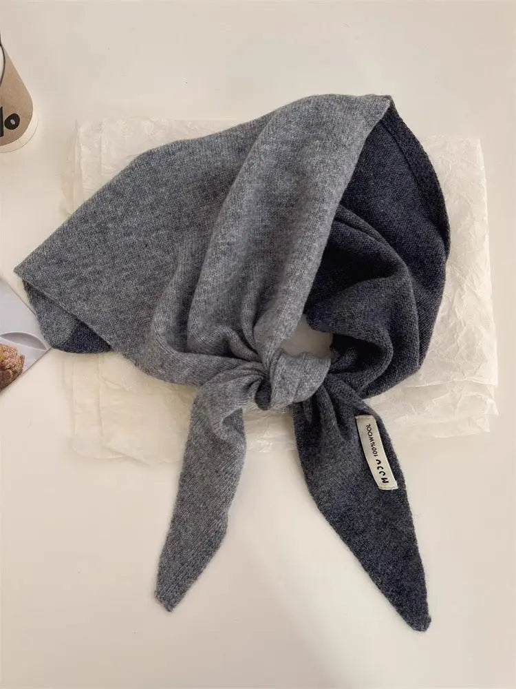 Womens Solid-Color Wool Knit Triangle Scarf Shawl For FallWinter - Alvionz.de