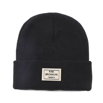 Knitted Beanie With Brand Label Stylish And Fashionable - Alvionz.de