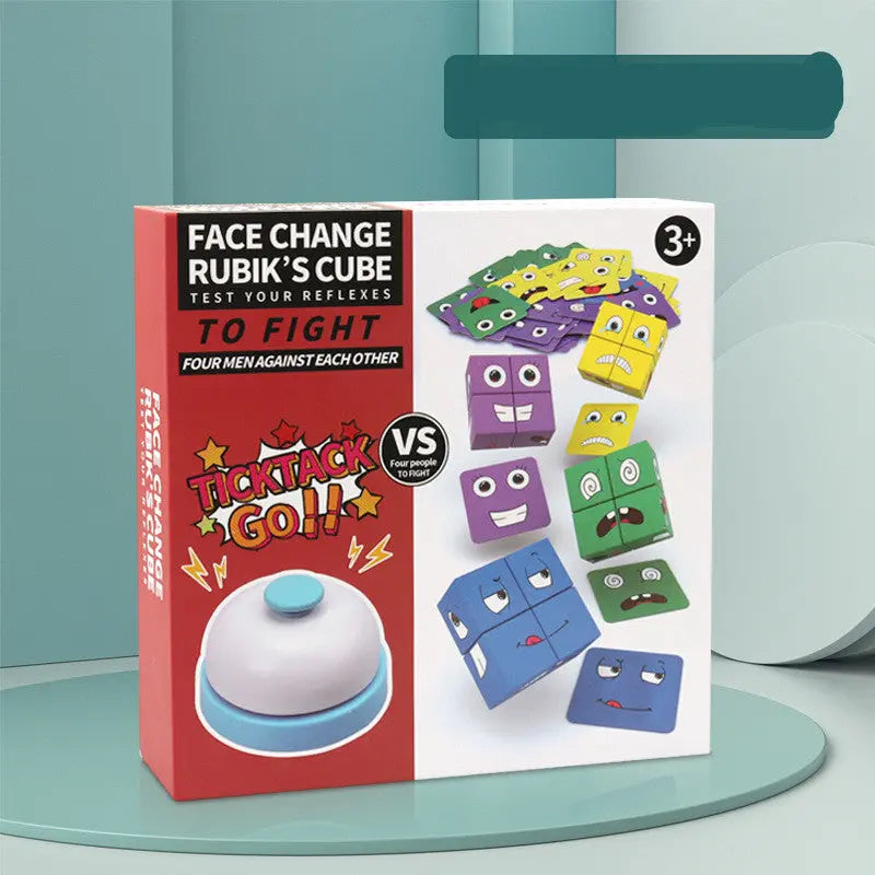 Wooden Expressions Toy Wooden Magic Cube Face Pattern Building Blocks Educational Montessori Toys Wooden Matching Block Puzzles Alvionz