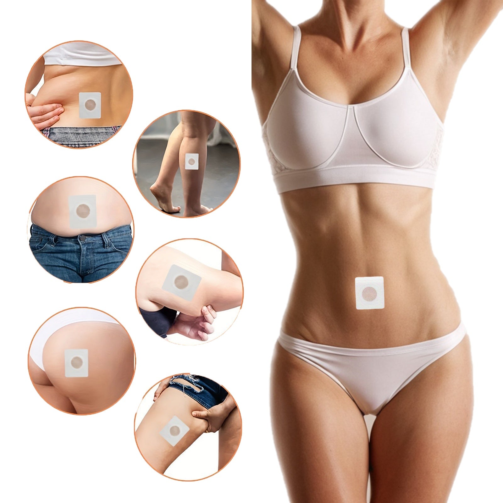 Alvionz magnetic detox belly button patch for slimming and abdomen detox, shown as red patches on the navel area.