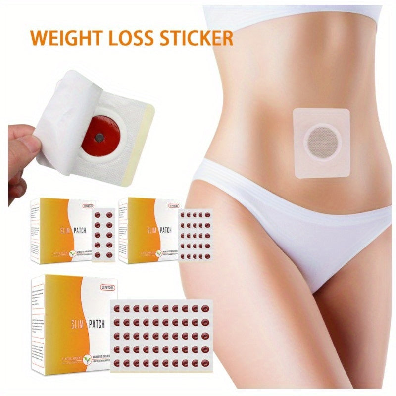 Alvionz magnetic detox belly button patch and slimming sticker set with red plastic backing, designed for abdominal detox and slimming.