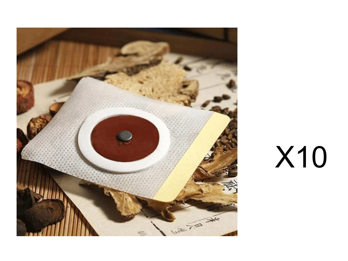 Alvionz Navel Belly Button Patch Slimming Magnetic Detox Sticker for abdomen, red accessories, 10 pcs in packaging.