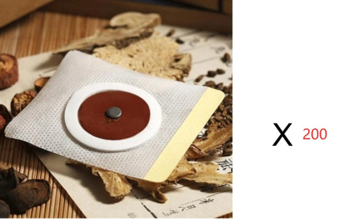 Alvionz magnetic detox belly button patch accessories for slimming, shown on a red plastic backing with multiple patches.