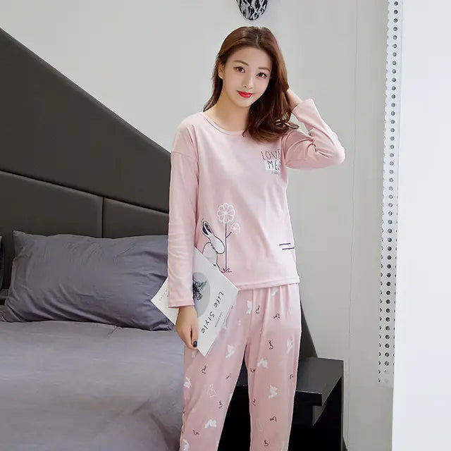 Women's Long-Sleeved Pajama Set in Cute Design Alvionz.de