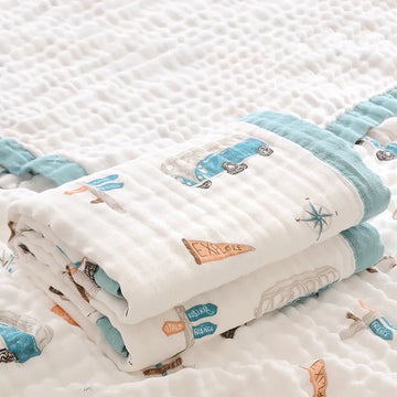 Fluffy Muslin Cotton Baby Blankets with Kids Print Alvionz.de