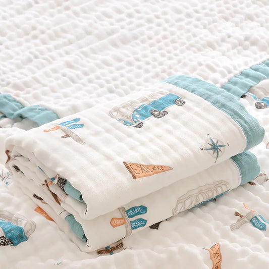 Fluffy Muslin Cotton Baby Blankets with Kids Print Alvionz.de