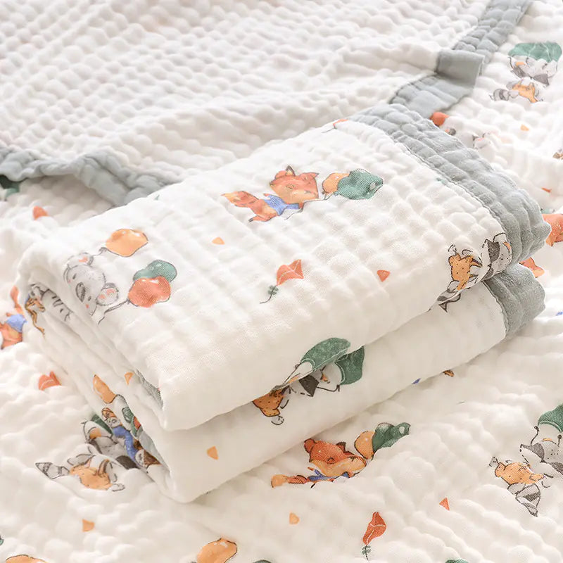 Fluffy Muslin Cotton Baby Blankets with Kids Print Alvionz.de