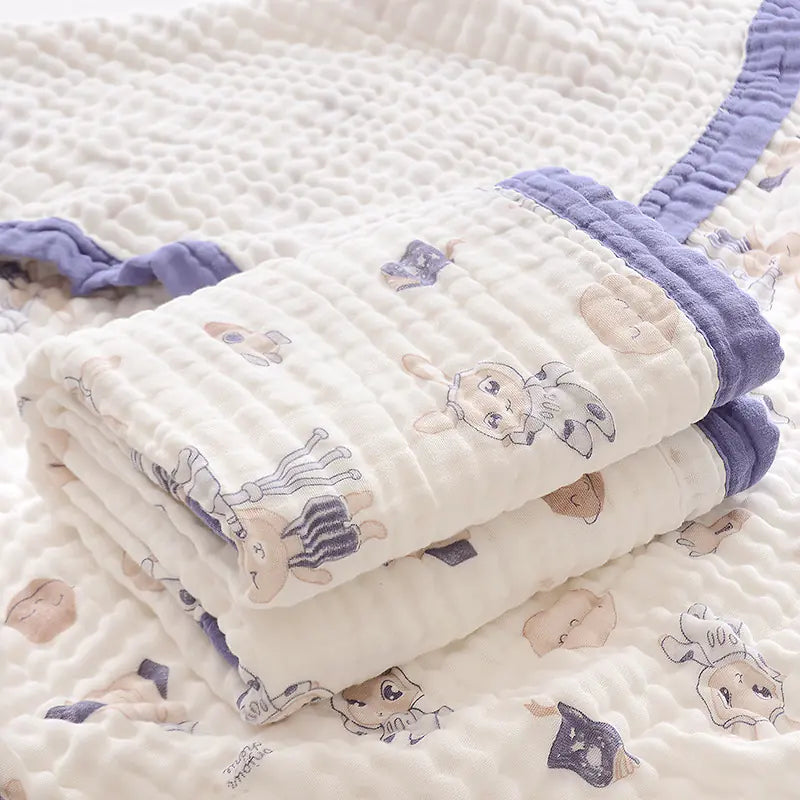Fluffy Muslin Cotton Baby Blankets with Kids Print Alvionz.de