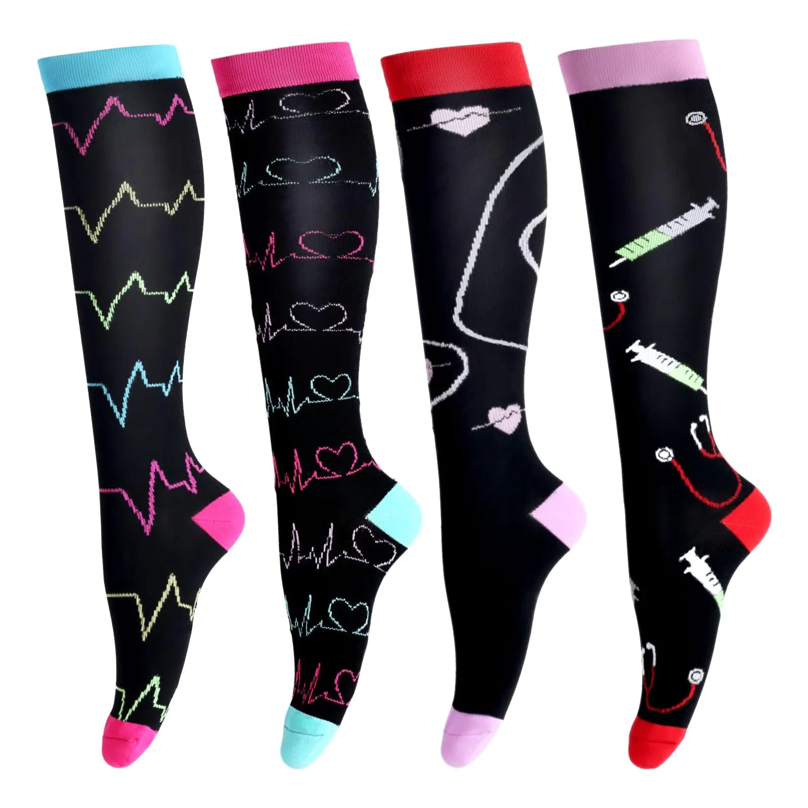 LEOSTEP Compression Socks for Women & Men Circulation Long Stockings Support for Nurses Pregnant Hiking Riding Running Alvionz.de