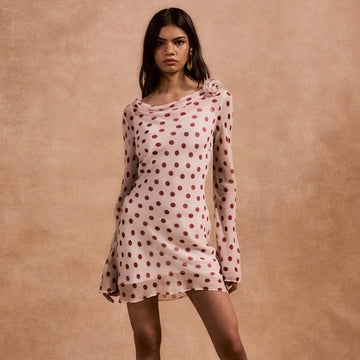 Sexy Scoop-Neck Backless Polka-Dot Chiffon Dress