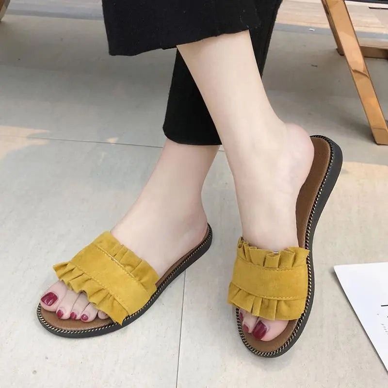 Women Fashion Suede Leather Slippers Summer Sandals Shoes Boho Beach Blue Charlie