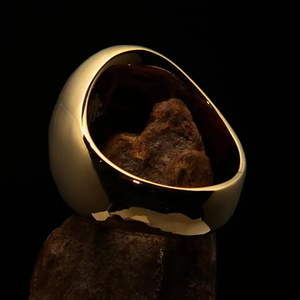 Excellent crafted oval domed Men's blue Cross Lorraine Ring - solid - Alvionz.de