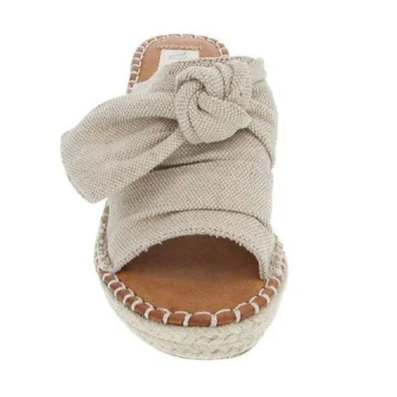 Womens Sandals - High Heel Slip-on Wedge Shoes (size 7.5) Grey Coco