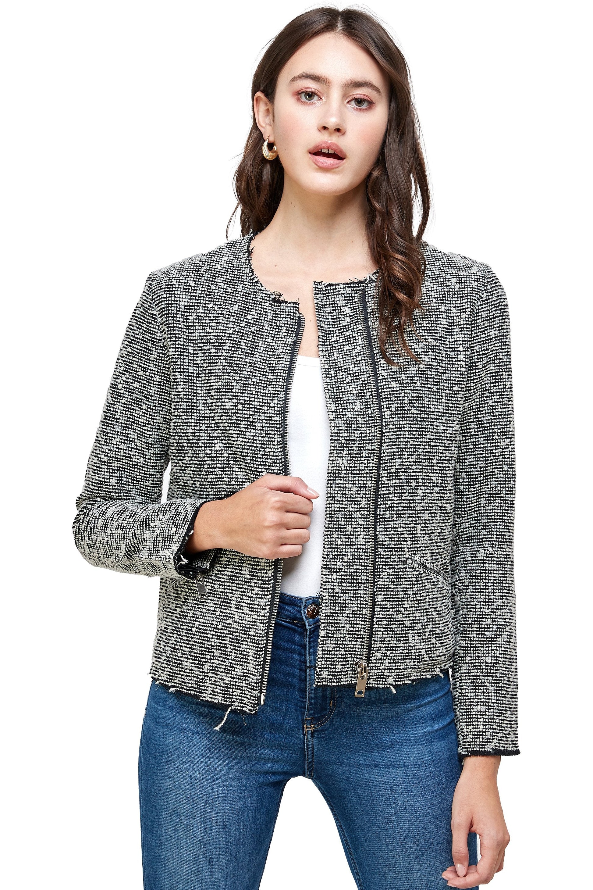 Textured Zip-Up Jacket – Casual Elegance Indigo Arrowwood