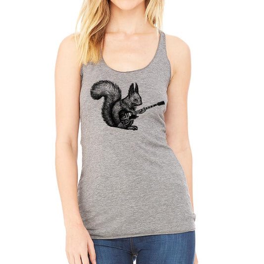 Squirrel Playing Guitar Racerback Indigo Tiger