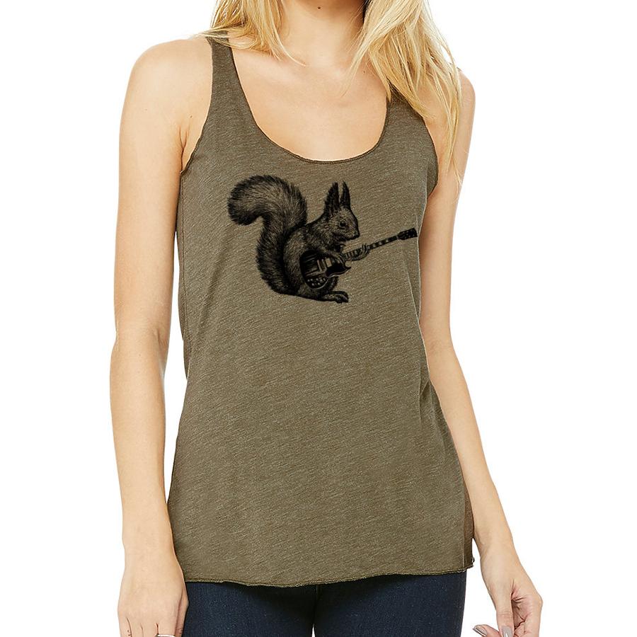 Squirrel Playing Guitar Racerback Indigo Tiger