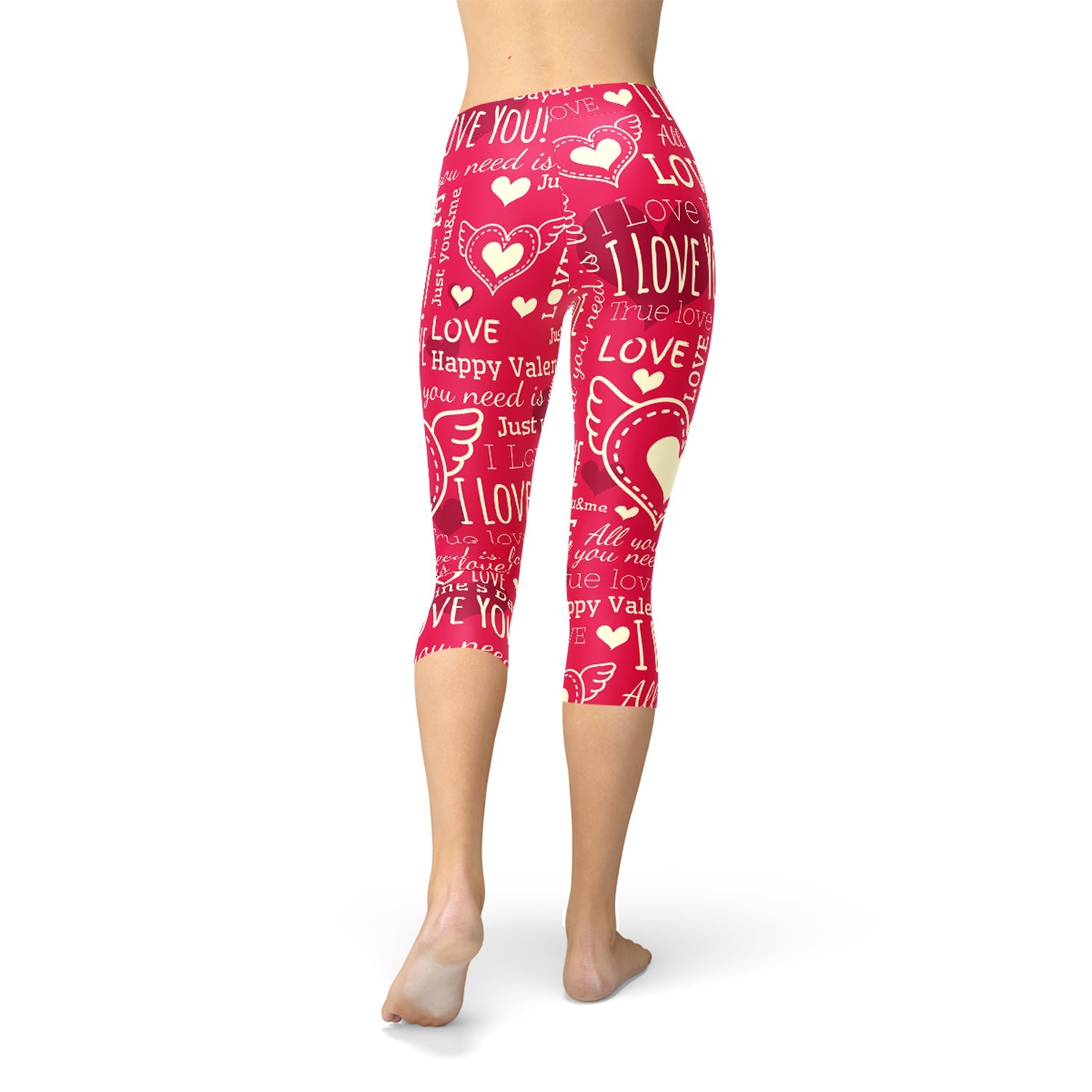 Love Hearts Red Capri Leggings Maroon Sooty
