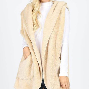 Fleece Hooded Vests Ochre Ismene