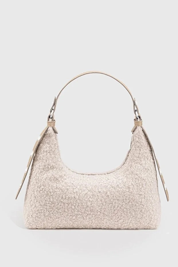 Woven Faux Fur Baguette Shoulder Bag for Women Ochre Juniper