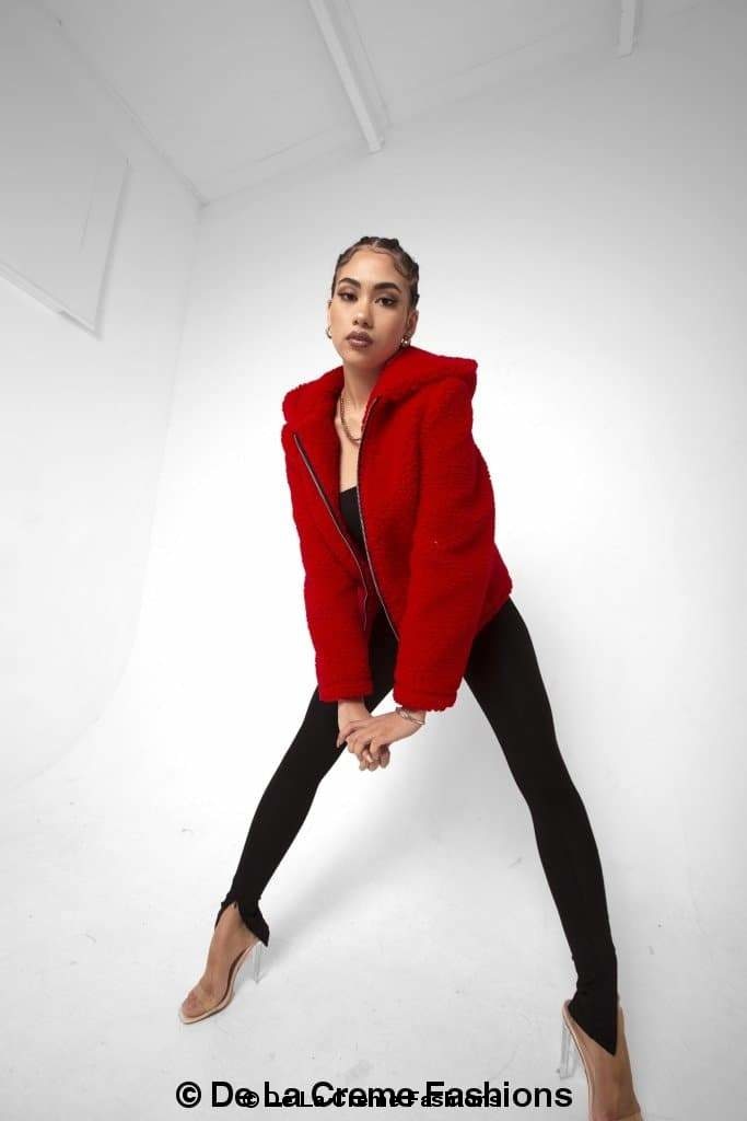 Lauren Zip Up Hooded Borg Teddy Jacket Rose Eleusis