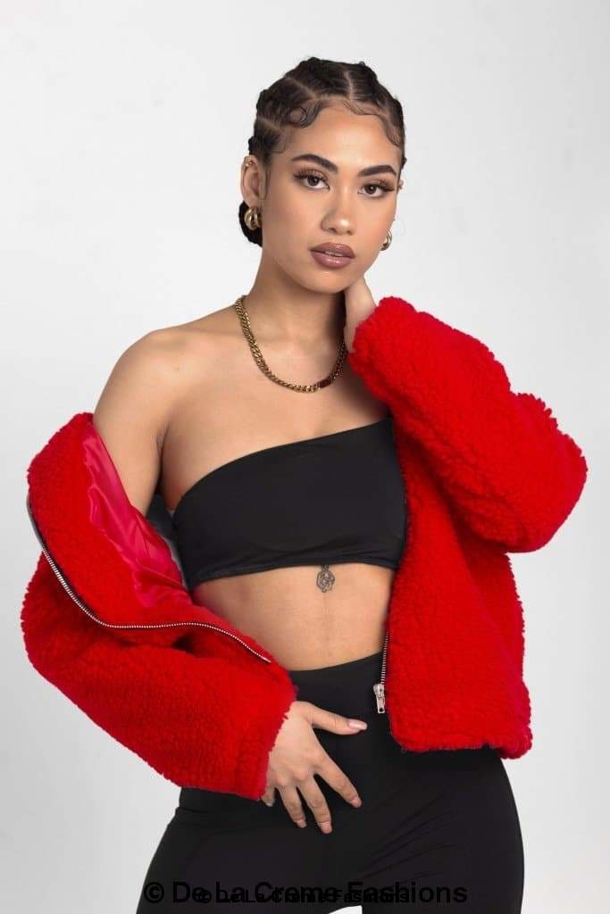 Lauren Zip Up Hooded Borg Teddy Jacket Rose Eleusis