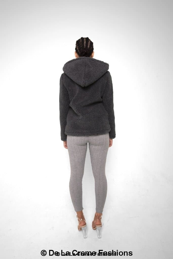 Lauren Zip Up Hooded Borg Teddy Jacket Rose Eleusis