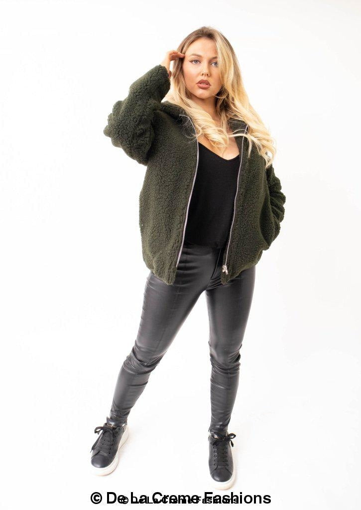 Lauren Zip Up Hooded Borg Teddy Jacket Rose Eleusis