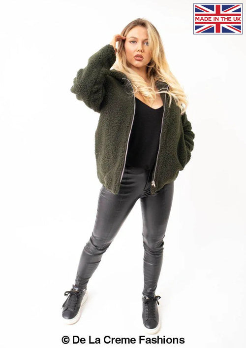 Lauren Zip Up Hooded Borg Teddy Jacket Rose Eleusis