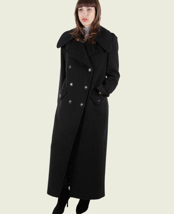 MARQUETTA - Womens Double Breasted Wool & Cashmere Blend Long Coat Rose Eleusis