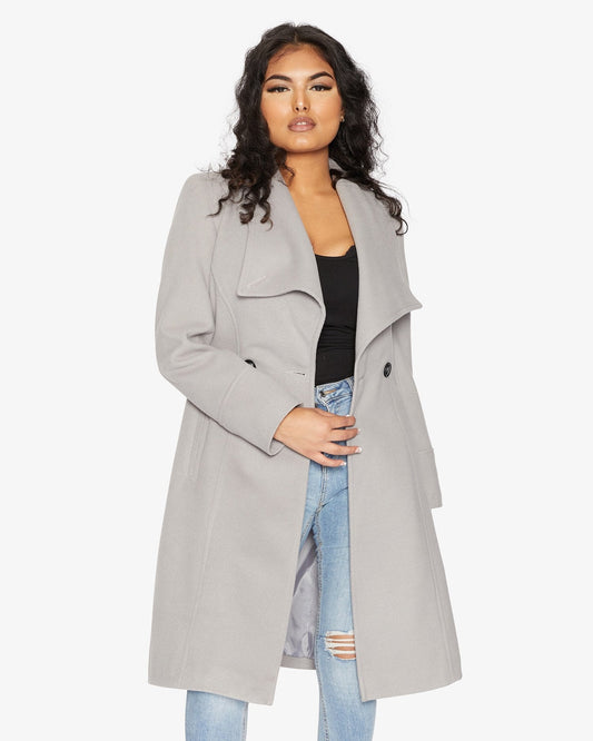 Waterfall Lapel Double Breasted Duster Coat Rose Eleusis