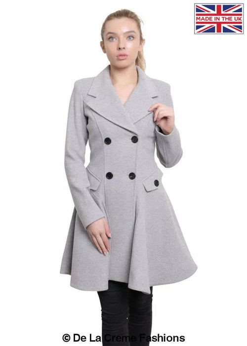 Wool Blend Fit And Flare Double Breasted Skater Coat (1102) Rose Eleusis